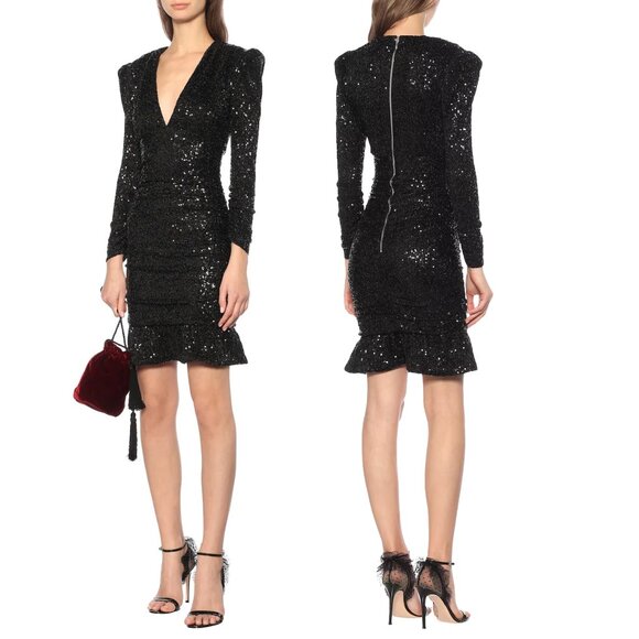 NWT Rebecca Vallance Mona Mini Dress  Black Sequin  Size 2 ($799)